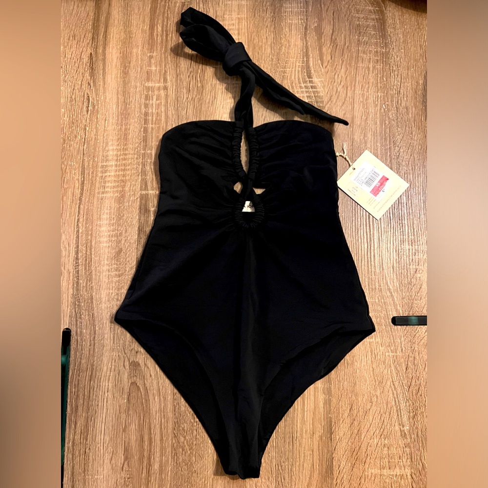 Mara Hoffman Black Halter One-Piece Swimsuit
